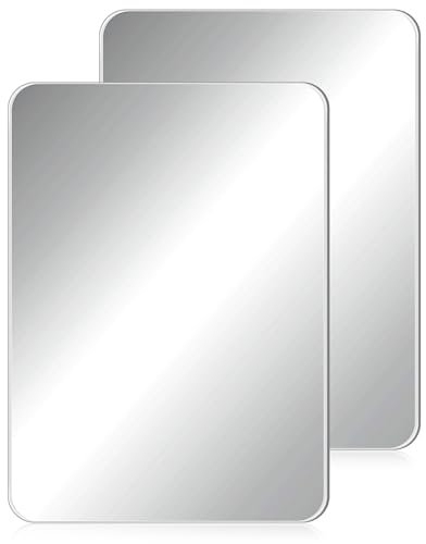Blulu Magnetischer Spindspiegel, klein, Echtglas, Schule, rechteckig, für Badezimmer, Haushalt, Kühlschrank, Schrank, 30,5 x 40,6 cm, 2 Stück
