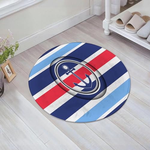 EMFSLA rutschfest Badezimmer Badeteppiche,Weich Hochflor Saugfähig Badvorleger Waschbar Flauschige Mikrofaser Badematte,Hintergrund für die Nautik. 3D-Anker-Draufsicht, Platz für Text.,60x60 cm