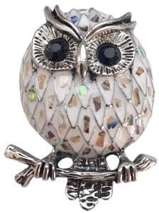 Lordies Brosche Anstecknadel Pin Uhu Eule Owl Perlmutt Weiß