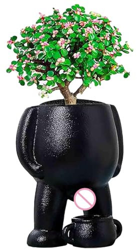 Kbnuetyg Pot de fleurs amusant en forme de corps, pot décoratif humoristique | Vase pipi décoratif en céramique avec trous de drainage pour fleurs, et jardin