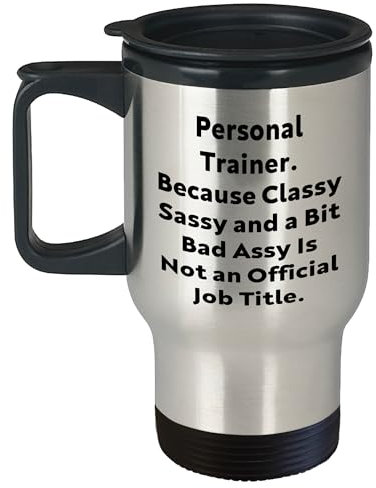 Regalos de entrenador personal: ropa elegante y atrevida para entusiastas del fitness, divertidas ideas de cumpleaños de ti al mejor entrenador personal, taza de viaje personalizada única para él o