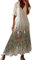 Robe Longue Femme Été Blanche Col V-Franges - Plage Mode Sexy Décontractée Couleur Unie Dress Casual Ample Soirée Bohème Plissée