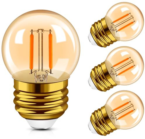 Hcnew Glühbirne e27 G40 LED 1W 2200K Warmweiss Retro Edison Glühbirnen Kleine Filament Leuchtmittel Mini Globe Lampen Ersatz 10 Watt Glühlampe Nachtlicht Salzlampen 220V-240V,4er-Pack