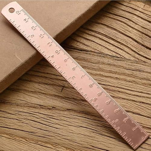 1 Stück Rotgold-Lineal, Zeichnungslineal, Messing, gerades Lineal, Unisex, Lern-Lineal, Lesezeichen, Schreibwaren für Schule, Büro, Mathematik, Geometrie, Geschenk, Zeichenwerkzeuge und Kits