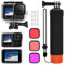 Kit accessori per GoPro Hero 13 nero, oGoDeal, custodia protettiva impermeabile + impugnatura galleggiante subacquea + protezione schermo + filtro rosso + inserti anti-appannamento