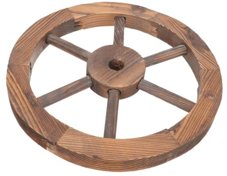 BESPORTBLE Holzrad Dekoration 13, 8 Zoll Wanddeko für Zuhause | Rustikal, Vintage Optik, Feine Ausarbeitung, als Deko für Wohnzimmer und Einweihungsparty