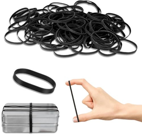 Black Elastic Bands Heavy Duty, 100Pcs Thick Rubber Bands, Natural Strong Elastic Bands Stationary Stretchable Bands for Home School Office Workshop Accessories, 5mm