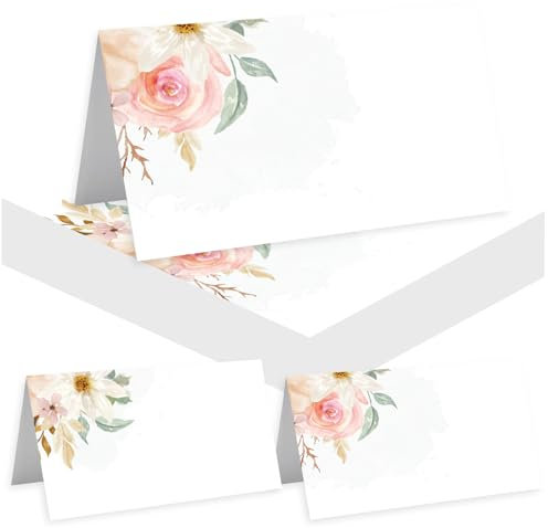 AIZHAZHA 50 pièces Cartes de Table Marque Place Mariage Mariage Cartes de place Anniversaire Mariage Porte nom Table Dîner Événement Places assises Live Cartes décoratives Inscriptibles 10 * 9cm（Rose）