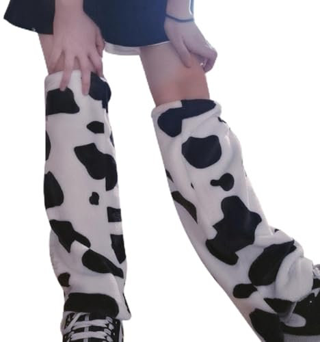 REITINGE Damen Winter Plüsch Beinstulpen Kuh Leopard Print Fußsocken, Große Version der Kuhstruktur, standard