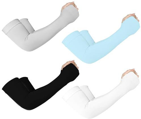 Supmovo Refrigeración UV mangas tatuaje cubierta para mujeres hombres ciclismo golf ciclismo, Negro, blanco, gris, azul, L