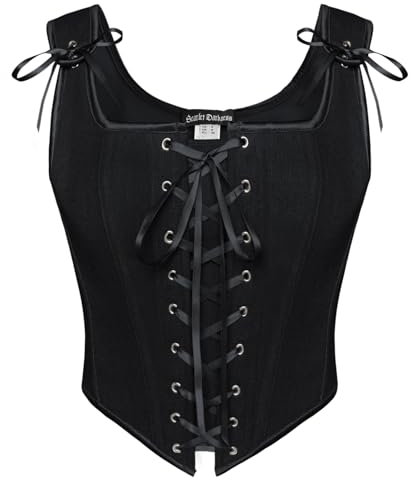SCARLET DARKNESS Women's Medival Cottagecore Corset Elegant Square Neck Tank Top Black 10