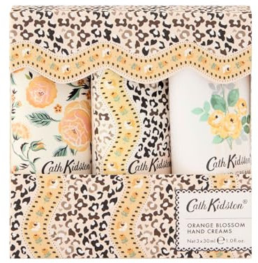 Cath Kidston Hand Cream Trio 3x 30ml, Moisturiser, Shea Butter, Orange Blossom Fragrance, Pocket and Travel Size, Vegan and Cruelty Free, Beauty Gift For Her