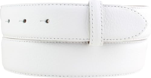 BELTINGER Gürtel mit Pigmentprägung und Steppnaht ohne Schnalle 3,5cm | Modischer Ledergürtel für H-Schnalle 35mm Damen Herren | Jeans-Gürtel 3.5cm | Weiß 80cm