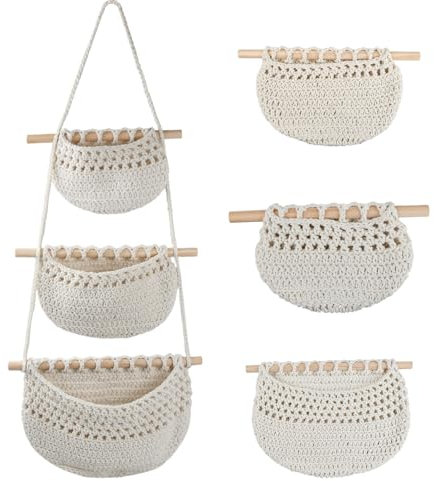 Dokeno Hängender Wandtasche Organizer, Wand Hängetasche Hängende Tasche Aufbewahrungstasche Hängeorganizer Tür Wand Hängender Organizer Wand Hängen Tasche für Kinderzimmer (Beige2)