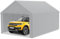 LZQ Tente de garage, 4 x 6 m, avec bâche en polyéthylène, renforcement du toit, parois latérales amovibles, cadre de sol, abri robuste pour voiture, SUV, camion (gris)