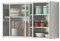Armoire murale de garage en acier inoxydable, rangement robuste avec portes coulissantes, étagères murales pour cuisine et salle de bain, design amovible, argenté et transparent (90 x 60 x 38 cm)