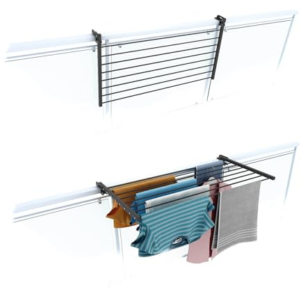 Foxydry Faltbarer Wäscheständer für Außengeländer, Robust, aus Edelstahl und Aluminium, Duo, für Terrassen, Balkone und Geländer, Länge 102 cm (Anthrazit, 102 cm)