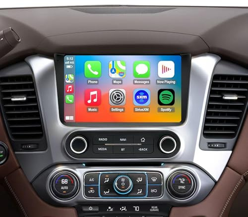 4G Network QLED Radio for GMC Yukon, Chevrolet Chevy Tahoe Suburban 2015 2016 2017 2018 2019 No Bose, 8 Core Touch Screen Upgrade, Wireless CarPlay Stereo and Android Auto
