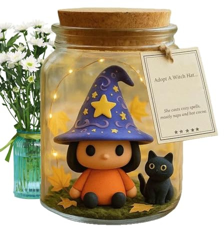 Weqizuerqi Halloween Deko-Figur,Hexe Mit Hut Deko im - Halloween Bastelarbeiten Partygeschenk Für Fotos Wohnzimmer Bad Arbeitszimmer Schlafzimmer