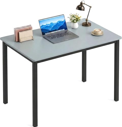 Blisswood Small Computer Desk 80 x 50 x 75 cm, Office Desk for Home, Study Writing Table, Wooden PC Desks with Metal Frame for Bedroom & Living Room, Grey