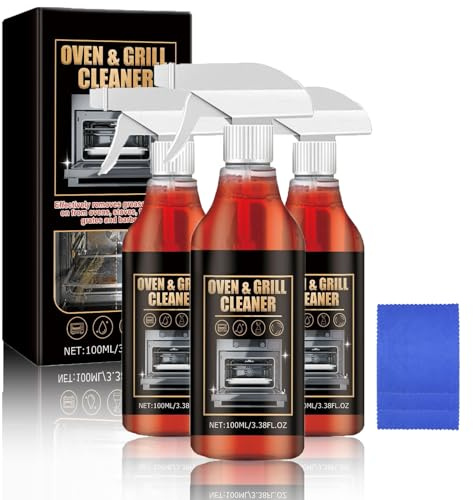 Oven Cleaner Spray, Backofen & GrillReiniger Set, Extra Starker Backofenreiniger, Oven & Grill Reiniger Spray für Dunstabzugshauben, Gasgrill, Edelstah, Küchen (3PC)