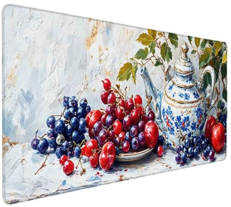 Tapis de Souris XXL 1000 x 500mm Tasse Tapis de Souris Fruit Mouse Pad Gaming en Caoutchouc Antidérapant, Accessoires Bureau, Mouse Pad Haute Précision et Vitesse pour Gamer/Bureau (Tasse) 621521x