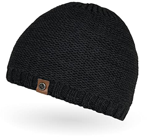Neverless® Coole Herren Strickmütze mit Fleece gefüttert, Mütze mit Futter, Winter-Mütze schwarz Unisize
