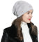 DonDon Mütze Damen Wintermütze Slouch Beanie gefüttert mit Stern Glitzersteinen Silber rosa - hellgrau