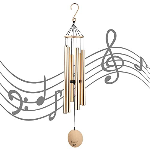 OSVINO Klangspiele Windspiele Aluminium mit Klang Gesamtlänge 90cm groß für drinnen draußen Balkon Garten Hof Terasse, Rosagold