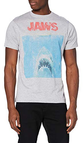 Jaws Men's Movie Poster T Shirt, Grey (Grey Marl Spo), L UK