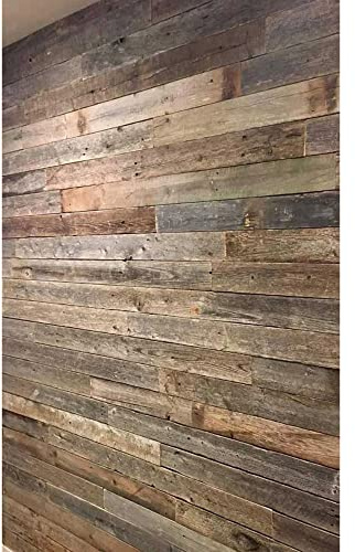Rockin' Wood Real Wood Nail Up Application Rustic Reclaimed Naturally Weathered Barn Wood Accent Paneling Board Planks for Home Walls (8 Square feet)
