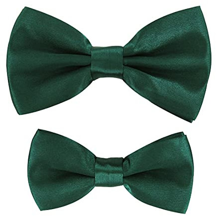 axy Vater-Sohn Partnerlook Fliege Schleife, bereits gebunden, Konfirmation verstellbar in verschiedenen Farben FLIP1 (Grün)