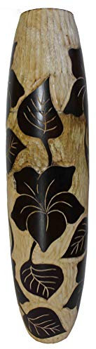 Blumenvase Holzvase Bodenvase Tischvase Dekovase für Dekoration mehrere Größe & Muster aus Mangoholz (beige braun 50, 12 x 12 x 50 cm)