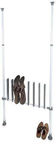 WENKO Stiefelhalter Herkules für 4 Paar Stiefel, Schuh-Ablage als Erweiterung zum Teleskop-System Herkules, 94 x 45 x 6,5 cm, Weiß-Grau