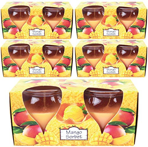 HS Candle Duftkerzen Creation 10er Pack im Glas, lange Brenndauer und angenehmer Duft (Mango Sorbet)