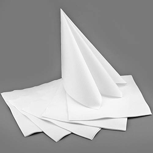 50 Stück Servietten WEISS 40 x 40 cm stoffähnlich formstabil zum falten Hochzeit Geburtstag Dinner 100% biologisch abbaubar