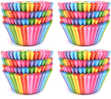 Liwein Rainbow Cupcake Wrapper, 400 Stücke Muffin Backförmchen Fällen Kuchen Backen Regenbogen Muffin Förmchen Papier Fällen Liners für Geburtstag Dessert Hochzeit Party Deko