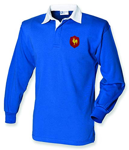 Super Lemon Haut de rugby France - Maillot de rugby classique pour homme et femme - Design à manches longues - Confortable et durable - Parfait pour les fans de la Coupe du monde des 6 Nations ou pour