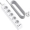 LENCENT Bloc Multiprise Electrique Améliorée avec 5 Prises, 2 USB et 1 Type C avec Interrupteur, Tressé Câble 2M, Multiprise USB Rallonge pour Maison, Bureau et Cuisine, Blanche