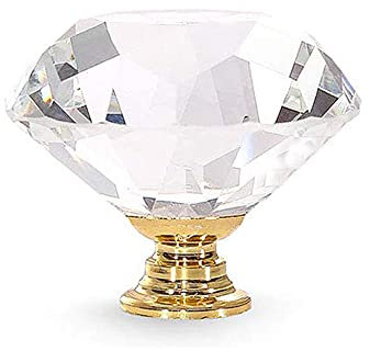 16 Stück 40 mm klare Kristall-Schrankknöpfe Glas Diamantschliff Form Schrank Schublade Pull Griff mit Schrauben für Kommode, Tür, Truhe, Abfalleimer Kleiderschrank Küche Badezimmer Zuhause