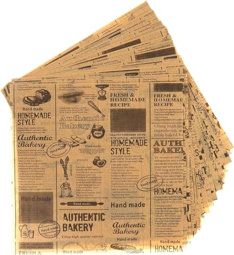 Zhenp 100 Blatt Lebensmittelverpackung, Sandwich Paper, Fettdichtes Papier, 22x22cm/8,66x8,66 Zoll