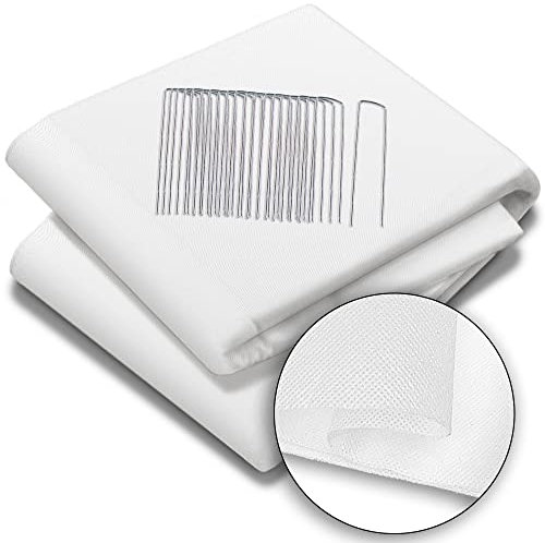 VOUNOT Gartenvlies Frostschutz mit 20 Erdanker, Frühbeetvlies Frostschutzvlies für Pflanzen, Wintervlies zur Abdeckung von Gemüsebeeten, Wasserdurchlässig UV-Stabilisierung, 50g/m², 1,5 x 20 m