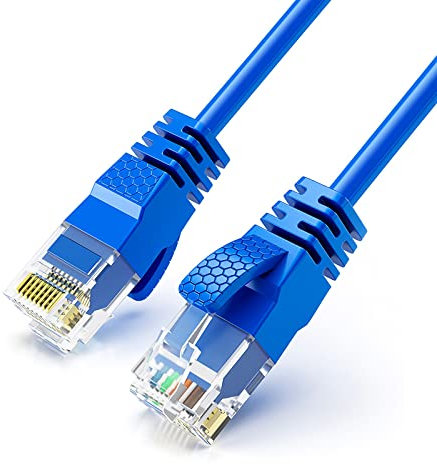 Reulin Ultra-Thin, Ethernet Cable, 4M-Blue, High-Speed Internet Lan Wire Cat6 Ethernet Cable 1GHz Gigabit RJ45 Network Lead Patch Cord For Smart TV, Computer, Laptop, Android TV Box, Gaming PC, Xbox
