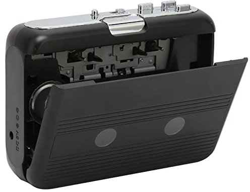 Lettore di Cassette Bluetooth,Lettore di Cassette Walkman Portatile con Cuffie,Trasferimento Bluetooth a Cuffie/altoparlante,Supporto per Inversione Automatica,Radio FM,Jack per Cuffie da 3,5 Mm(Nero)