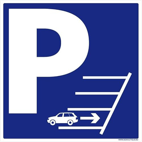 Signalétique.biz France - Panneau Parking Marche Arrière. Signalisation Stationnement Marche Arrière. Sticker Parking Marche Arrière, PVC, Alu - 450 x 450 mm - Aluminium 2 mm