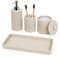 Set di accessori da bagno, 4 pezzi, dispenser per sapone e lozione, portaspazzolino, dispenser porta Qtip, vassoio per la decorazione del piano di lavoro del bagno, organizer per cosmetici, beige