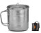 TiTo Titanium Tasse de camping, thé, café - Ultra légère et portable - 450 ml - Poignée pliable en titane avec couvercle - Pour l'extérieur, randonnée, pique-nique, feu ouvert (titane brillant)