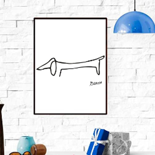 Pablo Picasso Der Dackel Hund Druck Leinwand Abstrakte Tiere Minimalistische Wandkunst Kinderzimmer Bar Büro, Wohnkultur Wandbild 40x60cm Rahmenlos