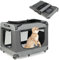 GYMAX Transporttasche Faltbar 82 x 59 x 67 cm Transportbox Hund Katze Hundebox Metallrahmen Hundetasche Katzentasche mit Rädern mit Bremsen Katzentransportbox Hundetragetasche Haustiertransportbox