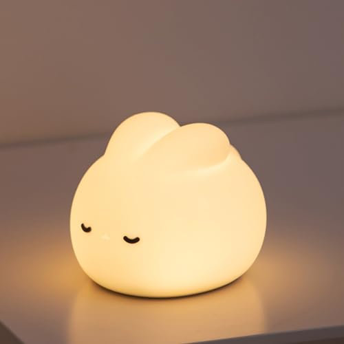 WUYOR Nachtlicht Kinder Dimmbar Stilllicht Baby Touch LED Kaninchen Silikonlampe mit Timer Wiederaufladbares Nachtlichter für Babyzimmer Stillen, Kindergeschenke, Deko